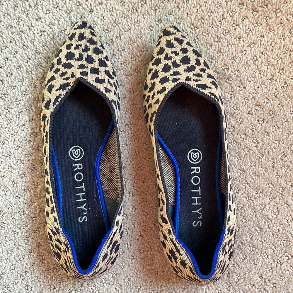 Rothy’s Leopard Print Pointed Toe Flats Size 8 Ballet